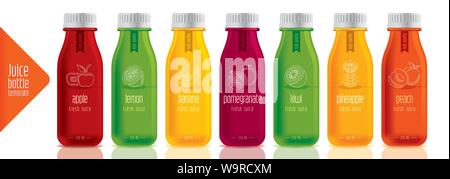 Ready design vector juice, fruit bottle set Stock Vector