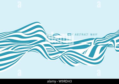 Abstract blue and white minimal stripe line 3D decoration artwork. Use for motion element, ad, poster, cover design, print, annual report. Stock Vector