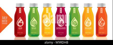 Ready design vector juice, fruit bottle set Stock Vector