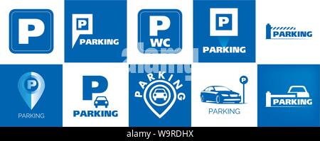 Vector logo of car and Bicycle Parking area Stock Vector