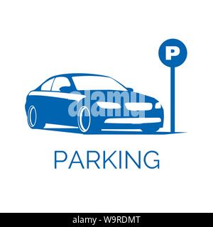 Vector logo of car and Bicycle Parking area Stock Vector
