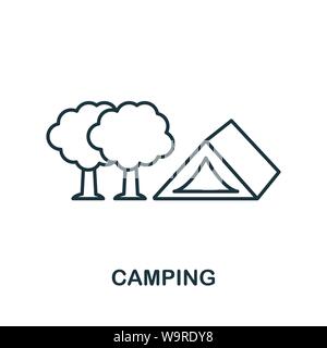 Camping outline icon. Thin line concept element from tourism icons collection. Creative Camping icon for mobile apps and web usage Stock Vector