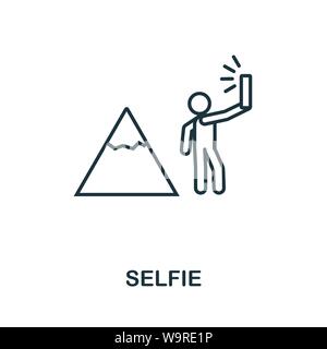Selfie outline icon. Thin line concept element from tourism icons collection. Creative Selfie icon for mobile apps and web usage Stock Vector