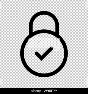 Lock icon flat style isolated on transparent background, Security padlock symbol vector illustration design. Stock Vector