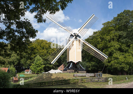 Historical windmill in summer at open air museum Arnhem, Netherlands Stock Photo