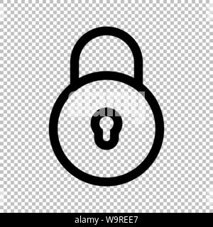 Lock icon flat style isolated on transparent background, Security padlock symbol vector illustration design. Stock Vector