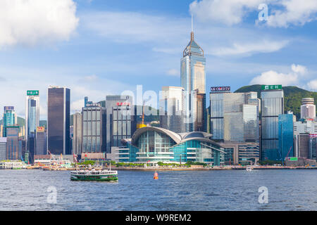 Hong Kong - July 13, 2017: Hong Kong city skyline at summer day, Central District Stock Photo