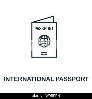 International Passport outline icon. Thin line concept element from tourism icons collection. Creative International Passport icon for mobile apps and Stock Vector