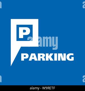 Vector logo of car and Bicycle Parking area Stock Vector