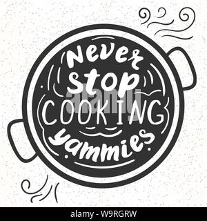 Kitchen poster template with funny saying about food. Stock Vector