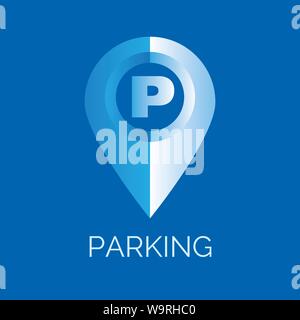 Vector logo of car and Bicycle Parking area Stock Vector