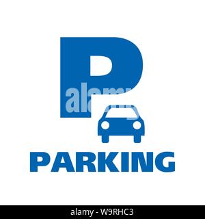 Vector logo of car and Bicycle Parking area Stock Vector