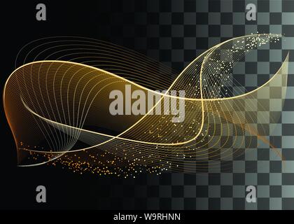 Abstract design element golden color effect vector illustration on transparent background Stock Vector