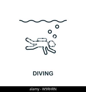 Diving outline icon. Thin line concept element from tourism icons collection. Creative Diving icon for mobile apps and web usage Stock Vector