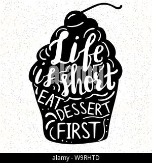 Kitchen poster template with funny saying about food. Stock Vector