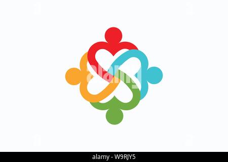 Care People group. Heart Vector Logo Stock Vector