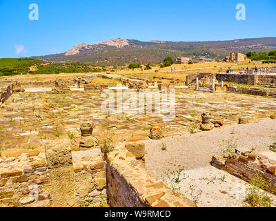 Remains of the Forum with the Shops in the foreground. Baelo Claudia Archaeological Site. Tarifa, Cadiz. Andalusia, Spain Stock Photo