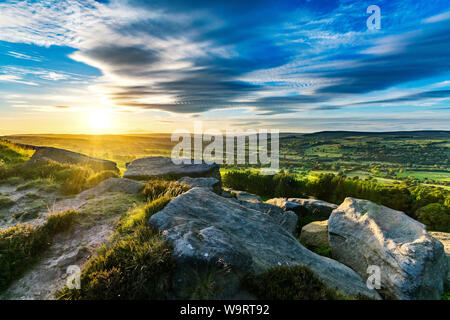 Sunset. Ilkley moor. Yorkshire Stock Photo