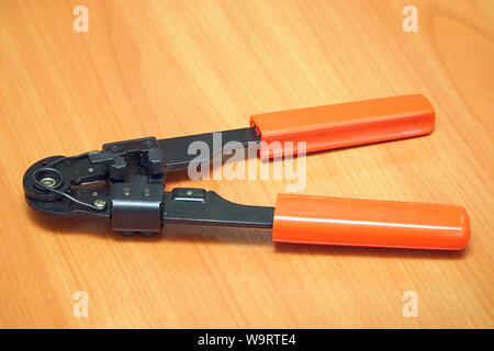 Crimping Tool for computer plugs Stock Photo