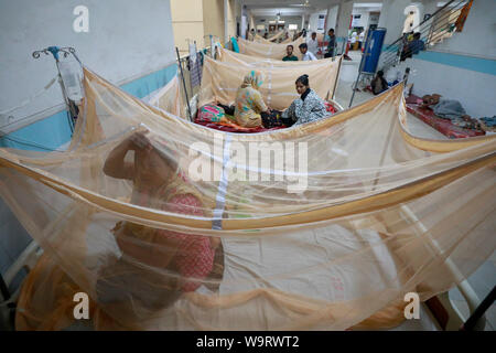 Dhaka, Bangladesh - August 15, 2019: To help fight spread of dengue fever, mosquito nets have been put up at a ward at Mugda Medical College Hospital Stock Photo