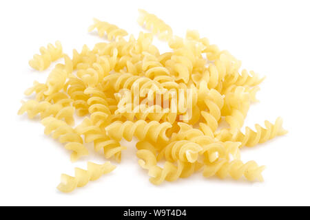 Heap of Fusilli pasta isolated on white background Stock Photo