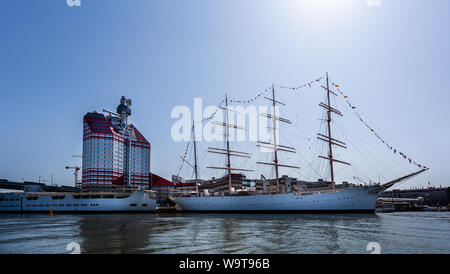 The Lipstick building and Sailing Ship Hotel  in Gothenburg, Sweden on 26 July 2019 Stock Photo