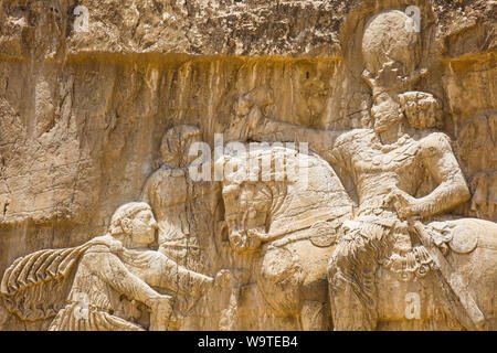 The triumph of Shapur I relief. Stock Photo