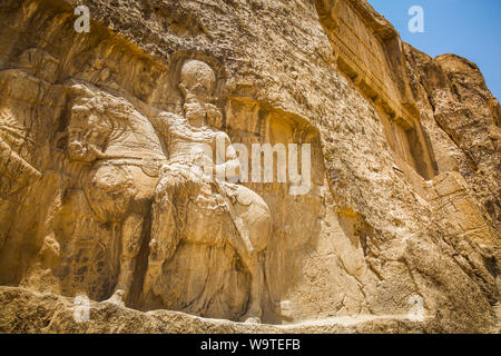 The triumph of Shapur I relief. Stock Photo