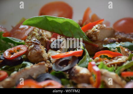 Chicken Salad with fresh vegetables Stock Photo