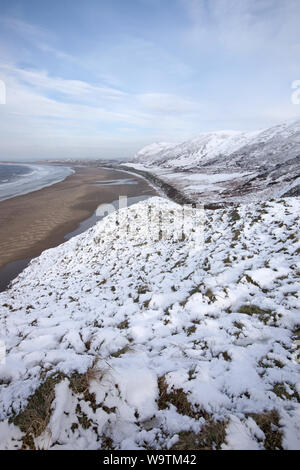 Snow at Rhossili, Gower Stock Photo