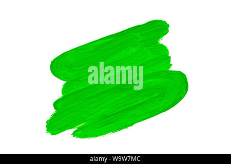 Abstract green real oil painting brush strokes isolated on white background Stock Photo