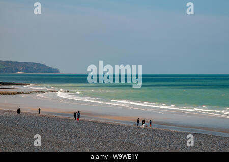 A quiet time on the beach in Dieppe, France, on a beautiful spring day. Stock Photo