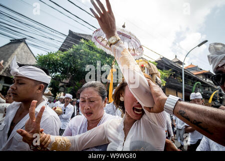 December 06, 2018: Nanggluk Merana celebration. Kuta, Bali, Indonesia Stock Photo