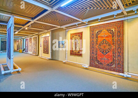 TEHRAN, IRAN - OCTOBER 25, 2017: Visit Iran carpet museum and explore its collection of antique Persian carpets of different techniques, materials and Stock Photo