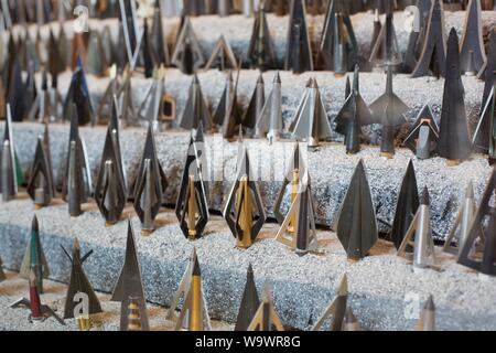 A display of various arrow tips at Bass Pro Shop in Springfield, MO, USA. Stock Photo