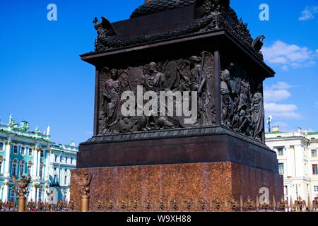 Base of Alexander Column at the Hermitage in Saint Petersburg, Russia Stock Photo