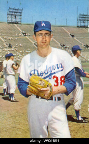 Roger Craig in Vintage Los Angeles Dodgers souvenir postcard photo at the Memorial Coliseum in Los Angeles, CA circa 1959 Stock Photo