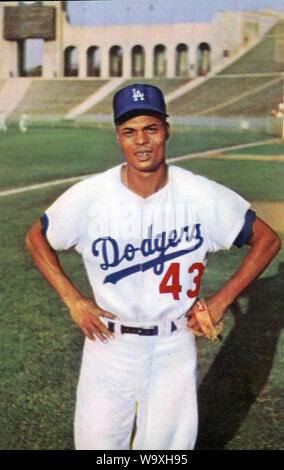 Charley Neal in Vintage Los Angeles Dodgers souvenir postcard photo at the Memorial Coliseum in Los Angeles, CA circa 1959 Stock Photo