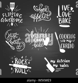 Set hand drawn funny sayings for kitchen Vector Image