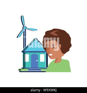 Avatar woman and house design, Sustainability eco friendly green recycle ecology renewable and solution theme Vector illustration Stock Vector