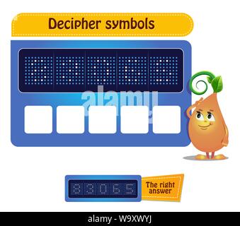 Visual Game for children and adults . Task game decipher symbols Stock Vector