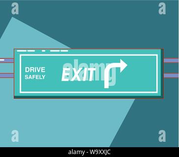 drive safely exit traffic signal vector illustration Stock Vector