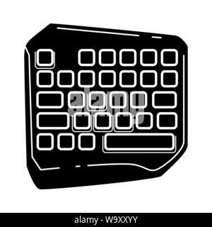 Gaming keyboard glyph icon. Esports equipment. Short computer keyboard. Game device. Silhouette symbol. Negative space. Vector isolated illustration Stock Vector
