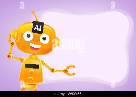 AI artificial intelligence robot cartoon with blank speech bubble and copy space vector illustration Stock Vector