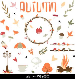 Collection of vector autumn elements for design. Eps 10 Stock Vector