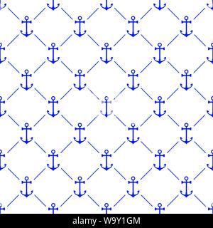 Anchor seamless pattern vector. Nautical and sailing repeated symbol wallpaper. Isolated tiled background illustration. Stock Vector