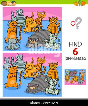 differences game with cartoon cats animal characters Stock Vector Image ...
