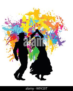 Couple dancing people Stock Vector