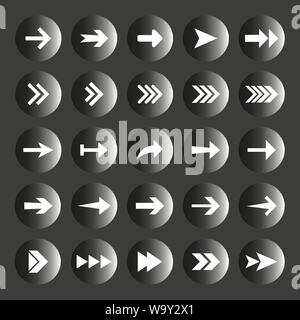 Vector illustration, flat design. Arrow icon set Stock Vector
