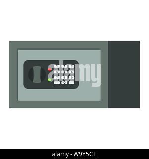 Vector flat steel furniture safe with digital lock isolated on white background. Stock Vector